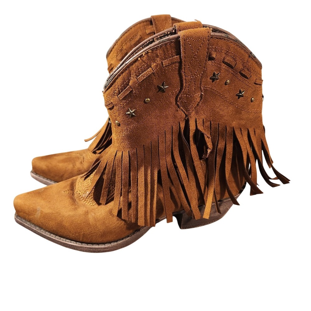Dingo‎ Boots Womens Size 6 Brown Fringe Western Cowgirl Ankle Booties DI7448